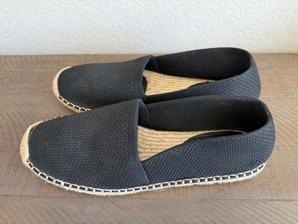 Eileen Fisher Women Live Knit Espadrille Size 11 Black Slip On Comfort Designer